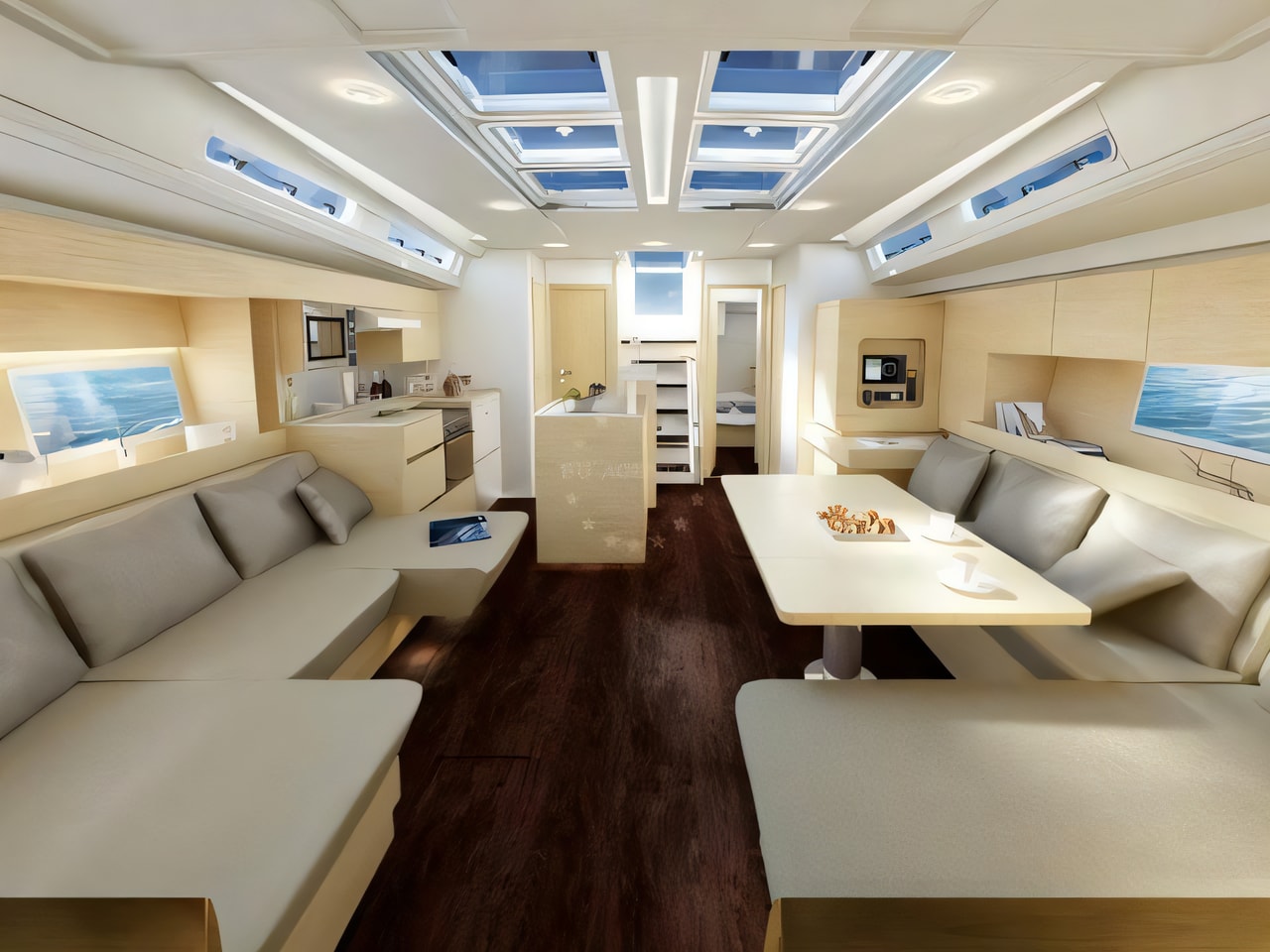Layout of Hanse 588 sail boat with 5 cabins Croatia yacht charter