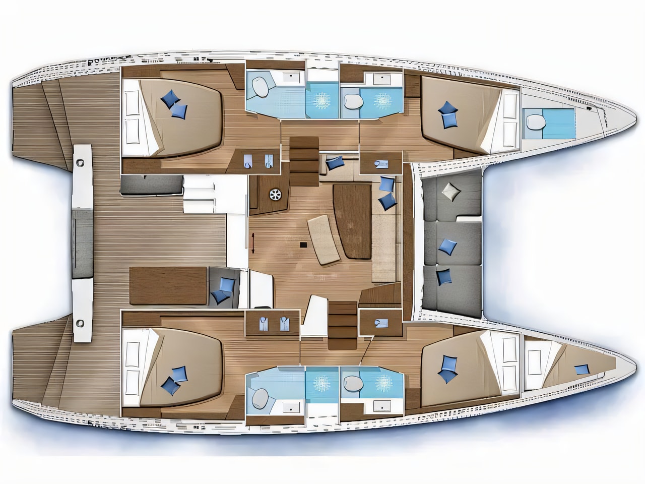 Interior of Lagoon 42 catamaran with 6 cabins Croatia yacht charter
