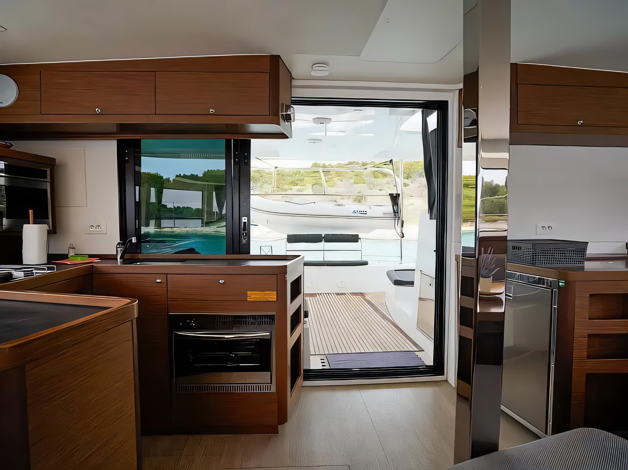 Layout of Lagoon 42 catamaran with 6 cabins Croatia yacht charter