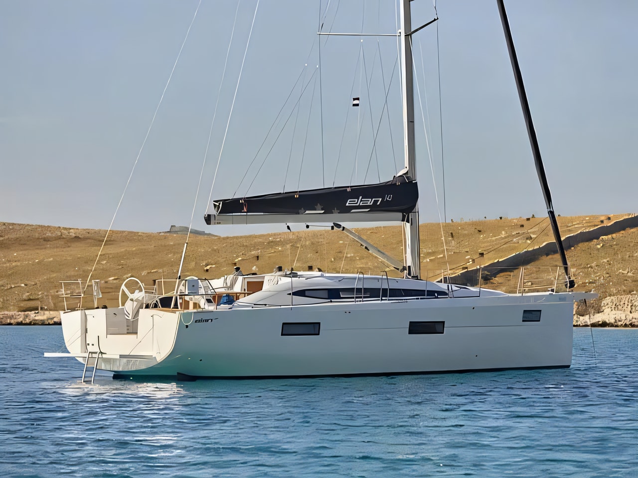 Exterior overview of Elan Impression 45.1 sail boat for charter from Murter Betina Port in the Kornati sailing area Croatia