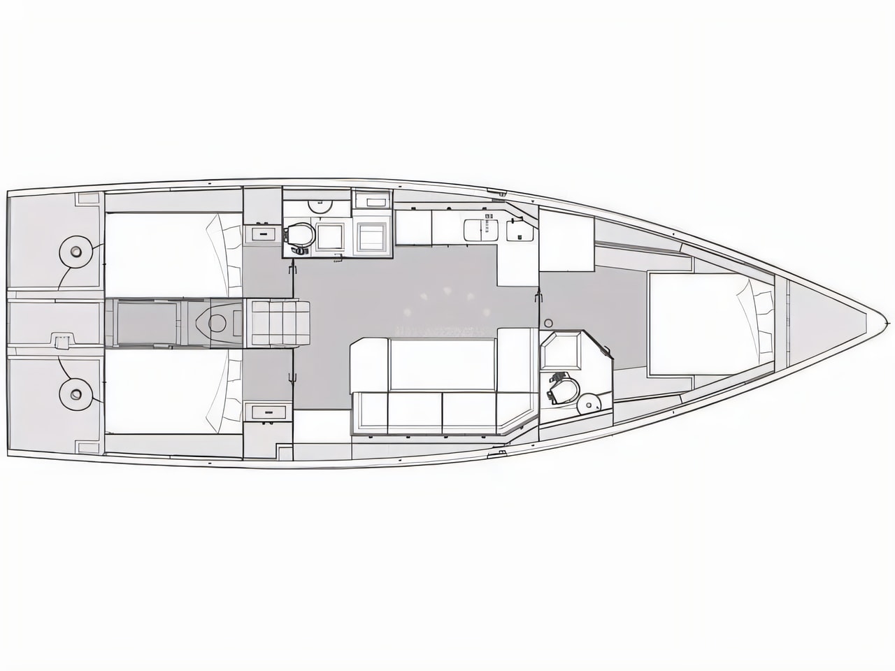 Interior of Elan Impression 45.1 sail boat with 3 cabins Croatia yacht charter