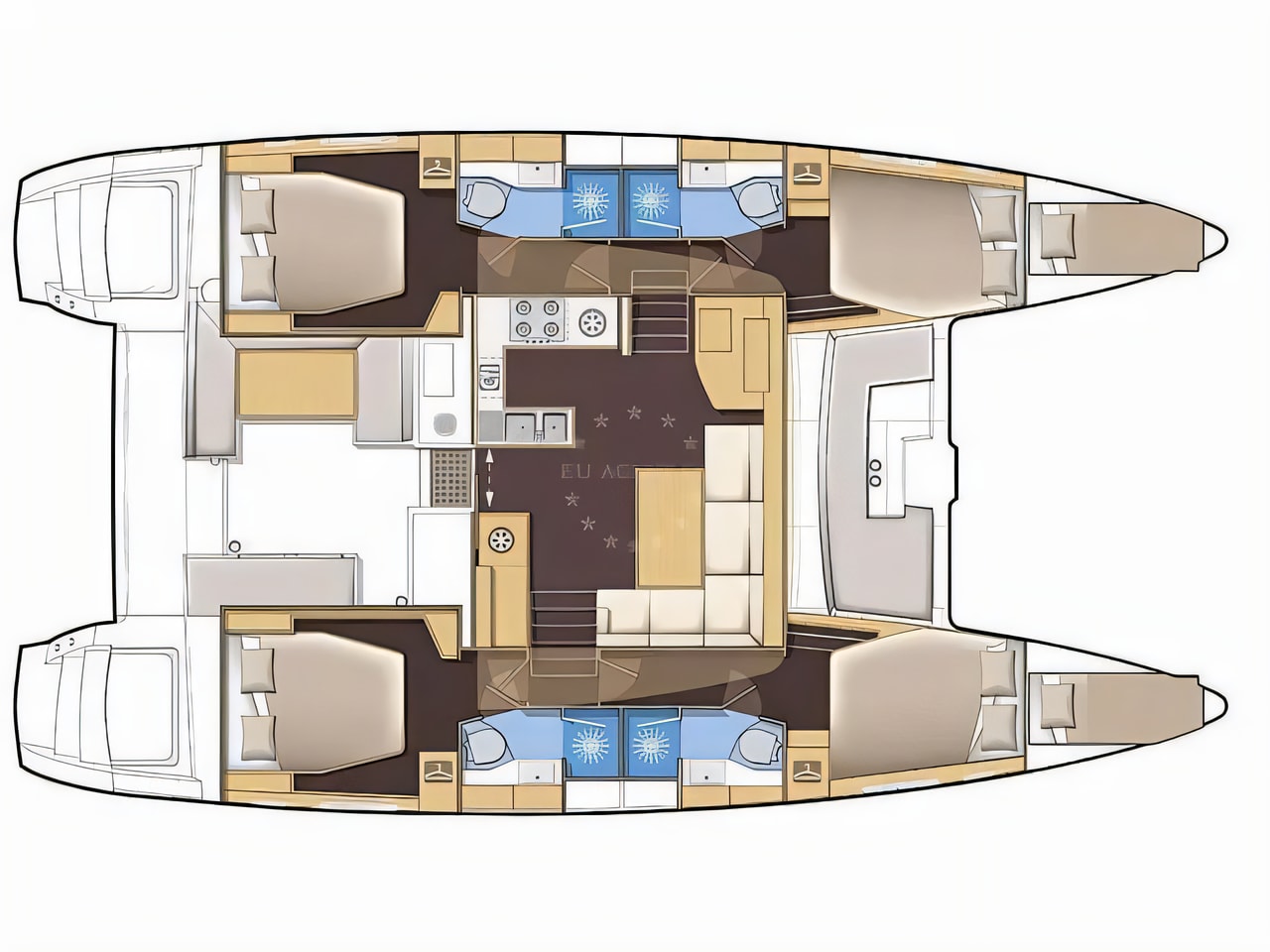 Interior of Lagoon 450 Fly catamaran with 6 cabins Croatia yacht charter