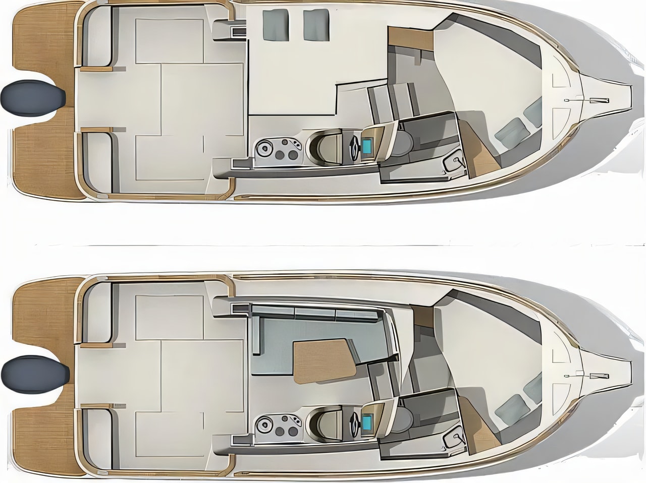 Interior of Leidi 800R motor boat with 2 cabins Croatia yacht charter