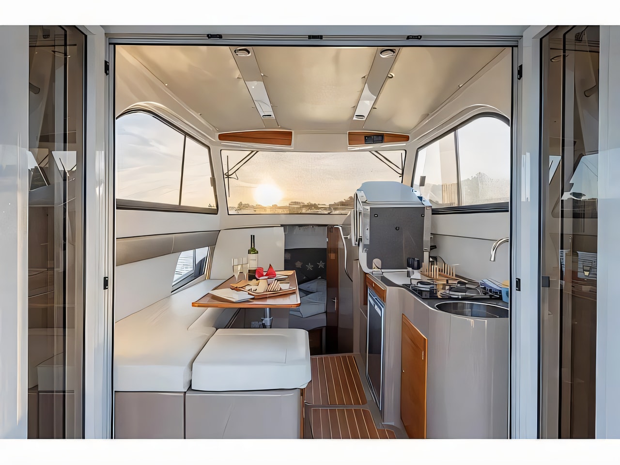 Layout of Leidi 800R motor boat with 2 cabins Croatia yacht charter