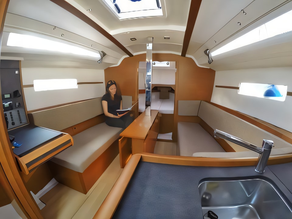 Interior of Sun Odyssey 349 sail boat with 3 cabins Croatia yacht charter