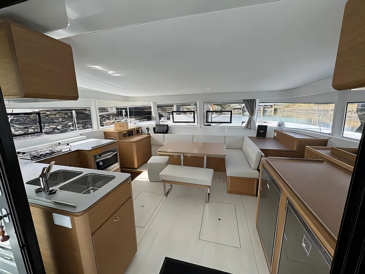 Layout of Excess 14 catamaran with 4 cabins Croatia yacht charter