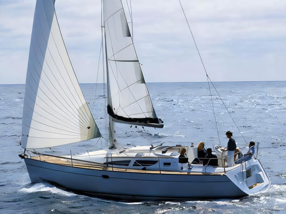 Exterior overview of Sun Odyssey 35 sail boat for charter from Biograd Marina Kornati in the Kornati sailing area Croatia