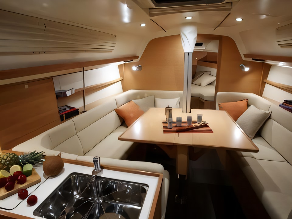 Interior of Elan 340 sail boat with 2 cabins Croatia yacht charter
