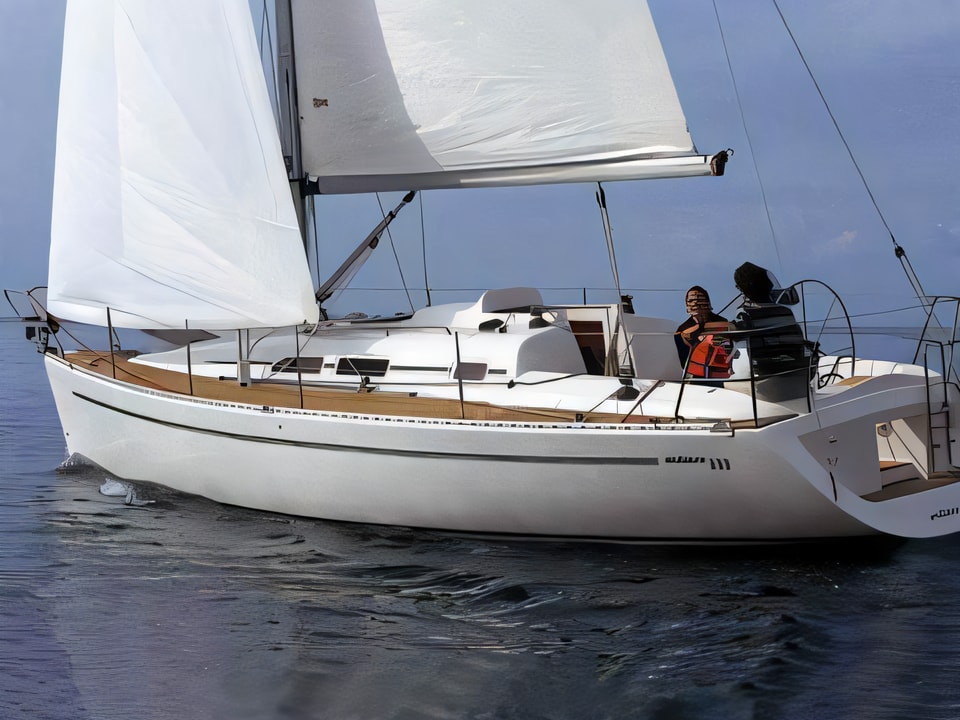 Exterior overview of Elan 333 sail boat for charter from Biograd Marina Kornati in the Kornati sailing area Croatia