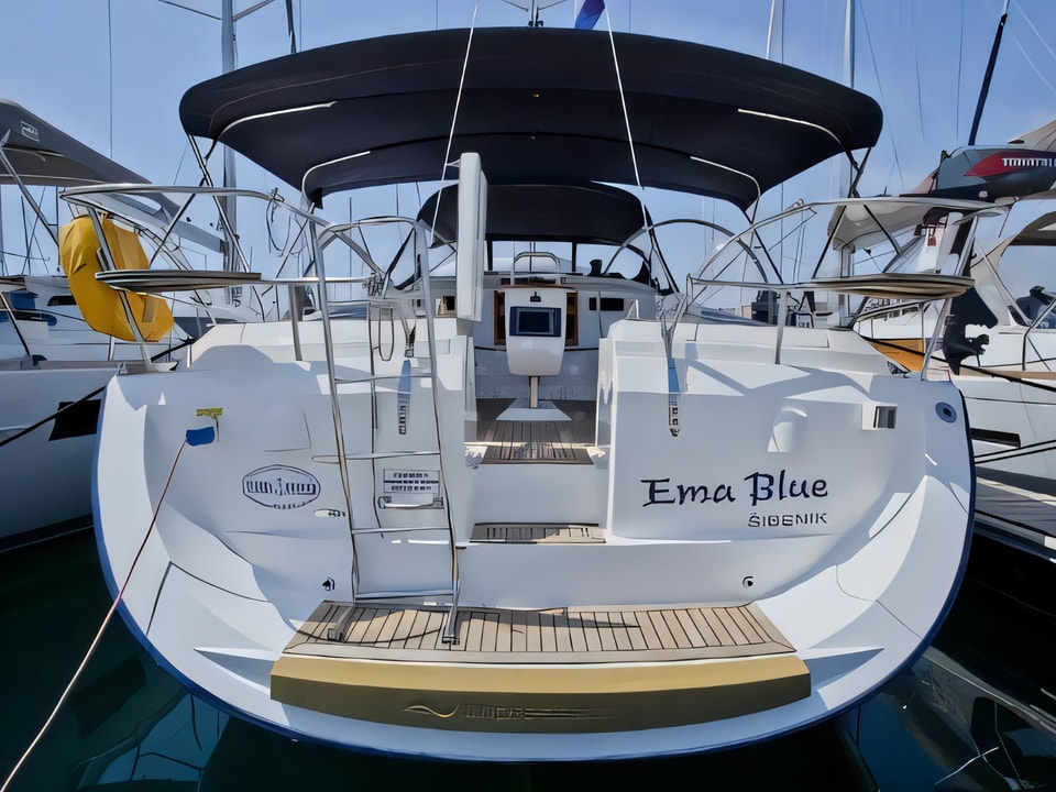 Exterior overview of Elan 434 Impression sail boat for charter from Sibenik Marina Mandalina in the Sibenik sailing area Croatia