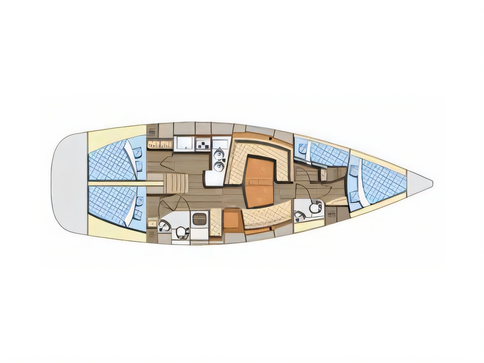 Layout of Elan 434 Impression sail boat with 4 cabins Croatia yacht charter