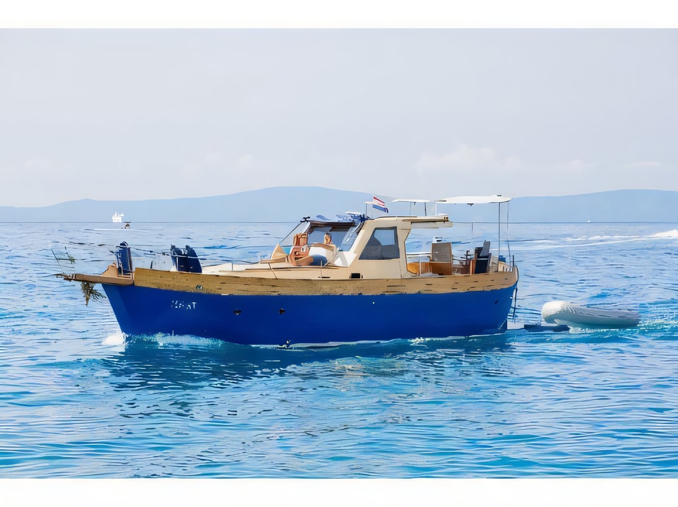 Exterior overview of Leut motoryacht for charter from Split Marina Zenta in the Split sailing area Croatia