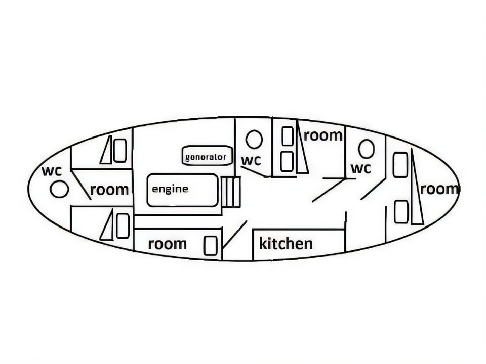 Layout of Leut motoryacht with 4 cabins Croatia yacht charter