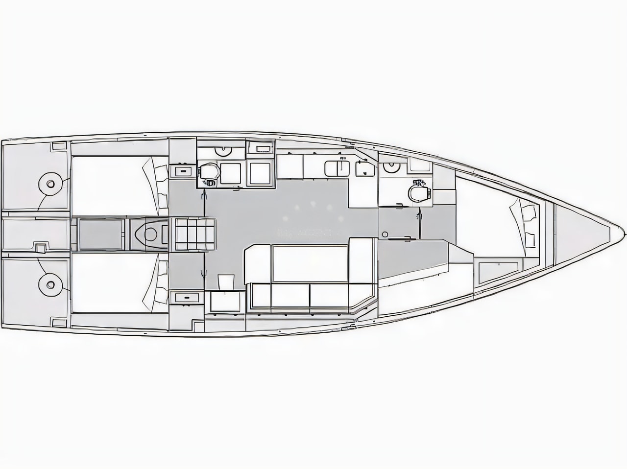 Interior of Elan Impression 45 sail boat with 4 cabins Croatia yacht charter