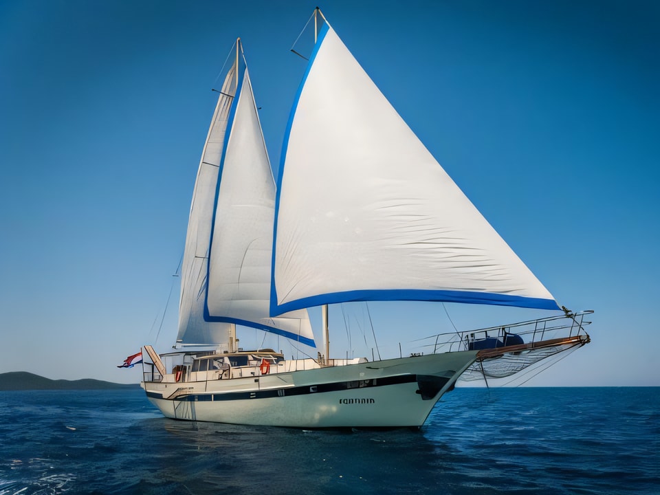 Exterior overview of Gulet Fortuna gulet or cruiser for charter from Split Port in the Split sailing area Croatia