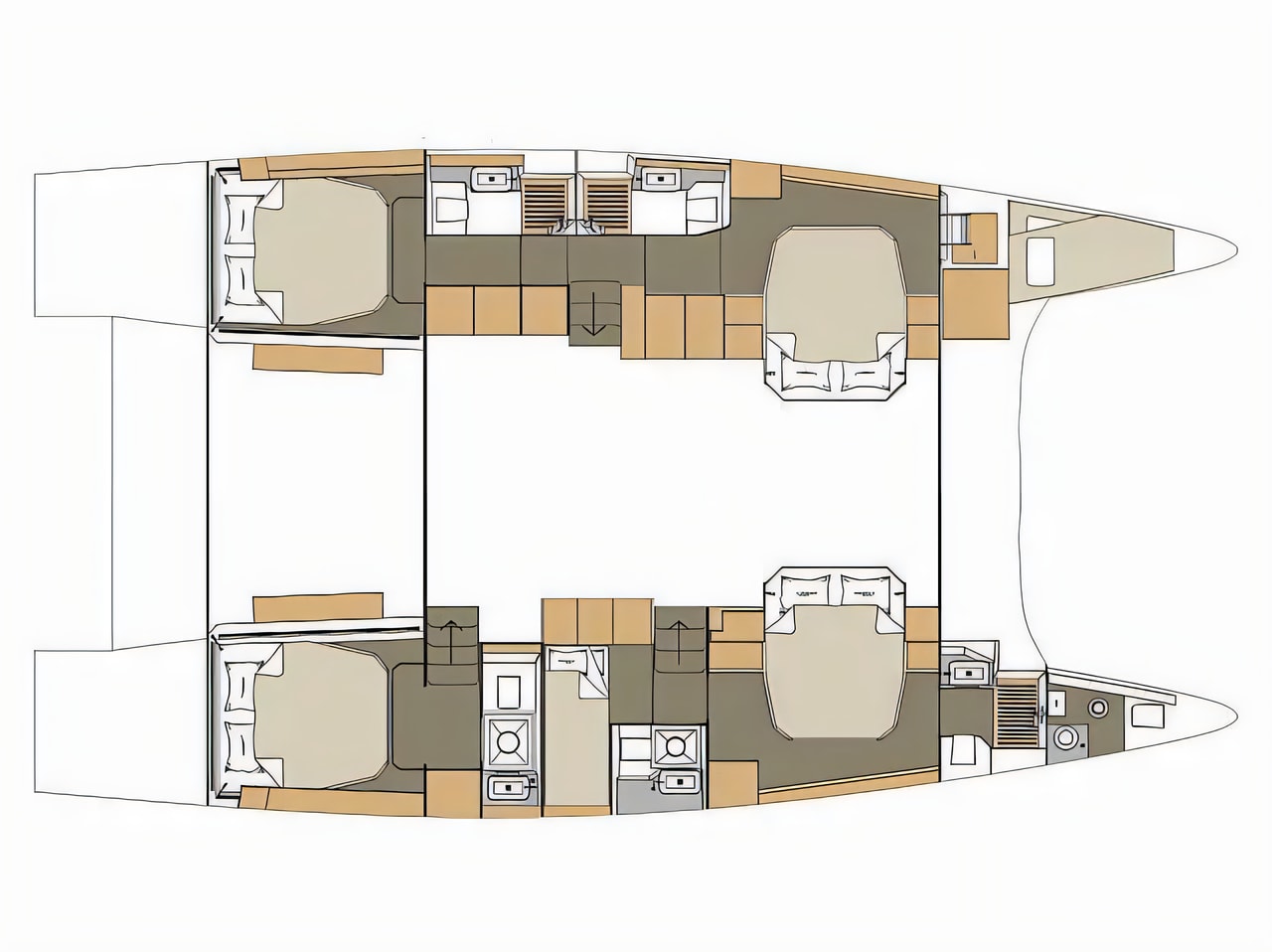 Interior of Dufour 48 Catamaran catamaran with 6 cabins Croatia yacht charter