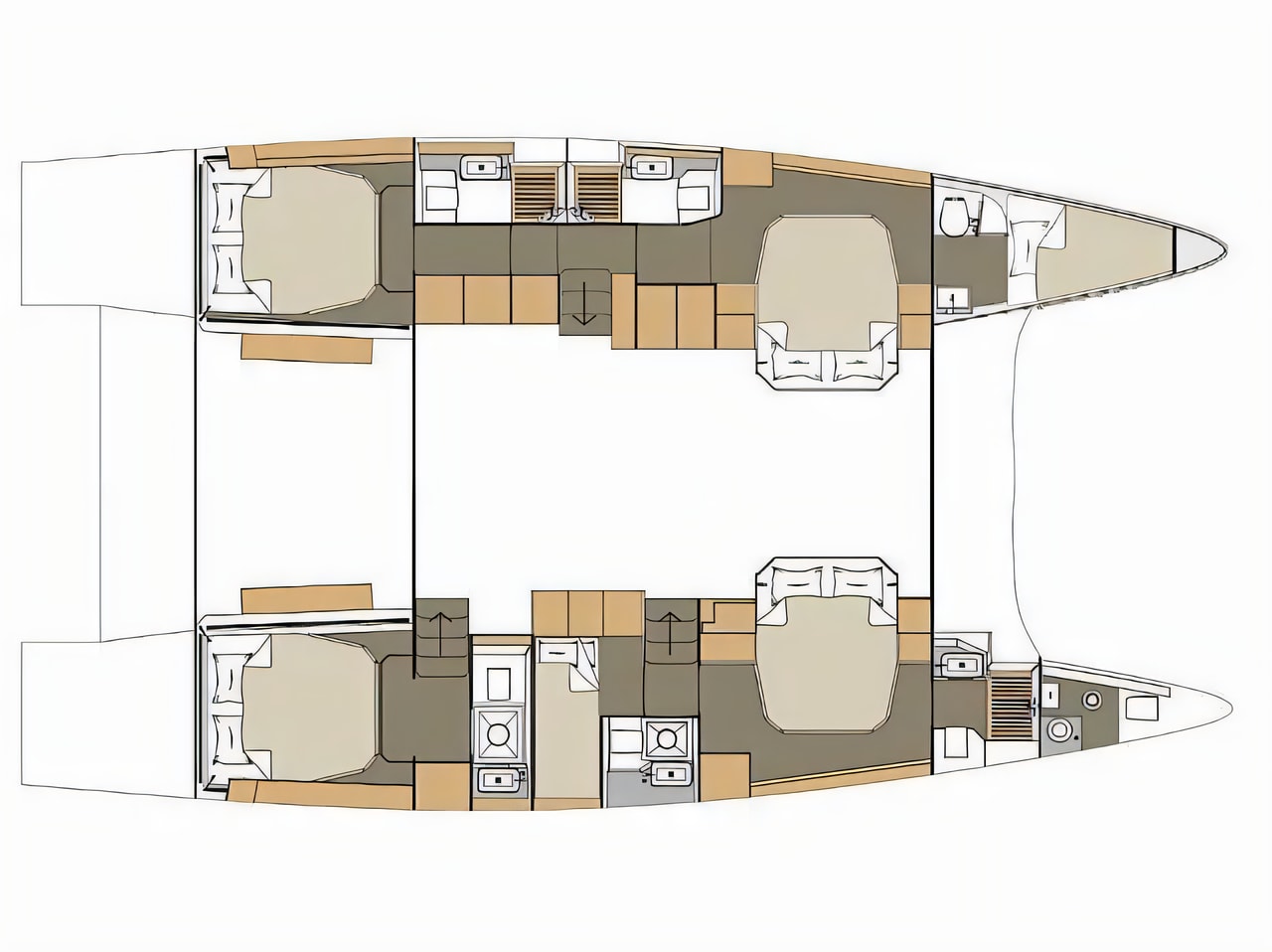 Interior of Dufour 48 Catamaran catamaran with 6 cabins Croatia yacht charter