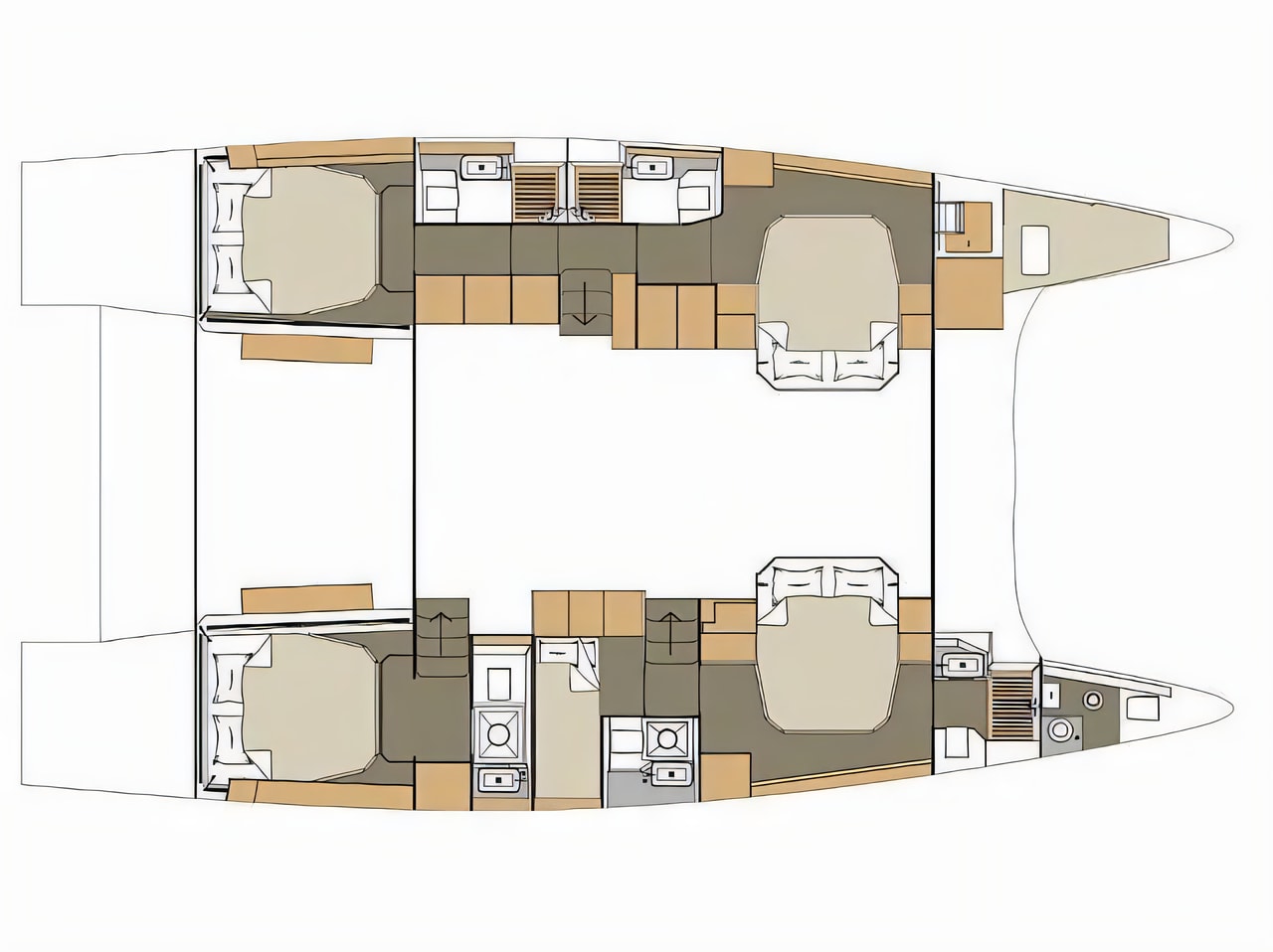 Interior of Dufour 48 Catamaran catamaran with 6 cabins Croatia yacht charter