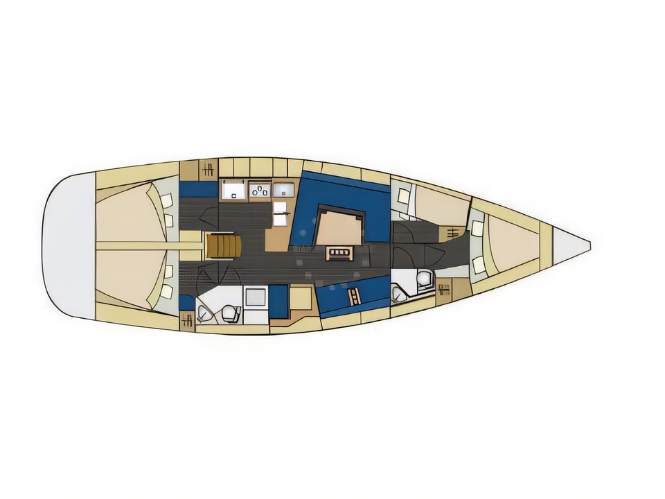 Elan 444 Impression yacht layout 4 cabins Croatia charter