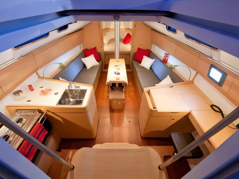 Interior of First 35 sail boat with 2 cabins Croatia yacht charter