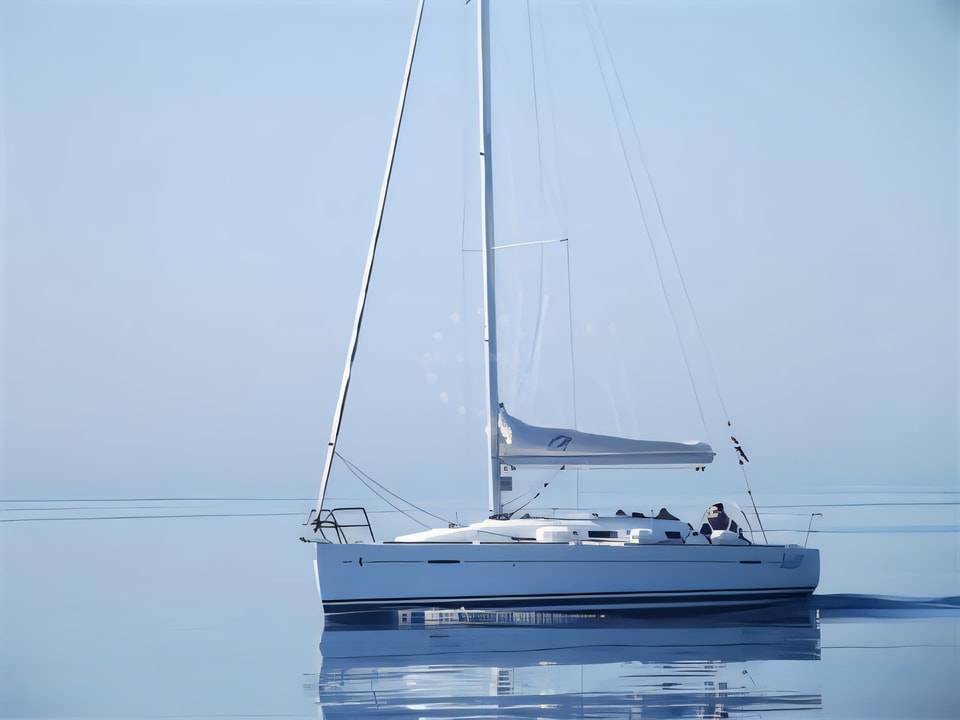 Exterior overview of First 35 sail boat for charter from Murter ACI Marina Jezera in the Sibenik sailing area Croatia