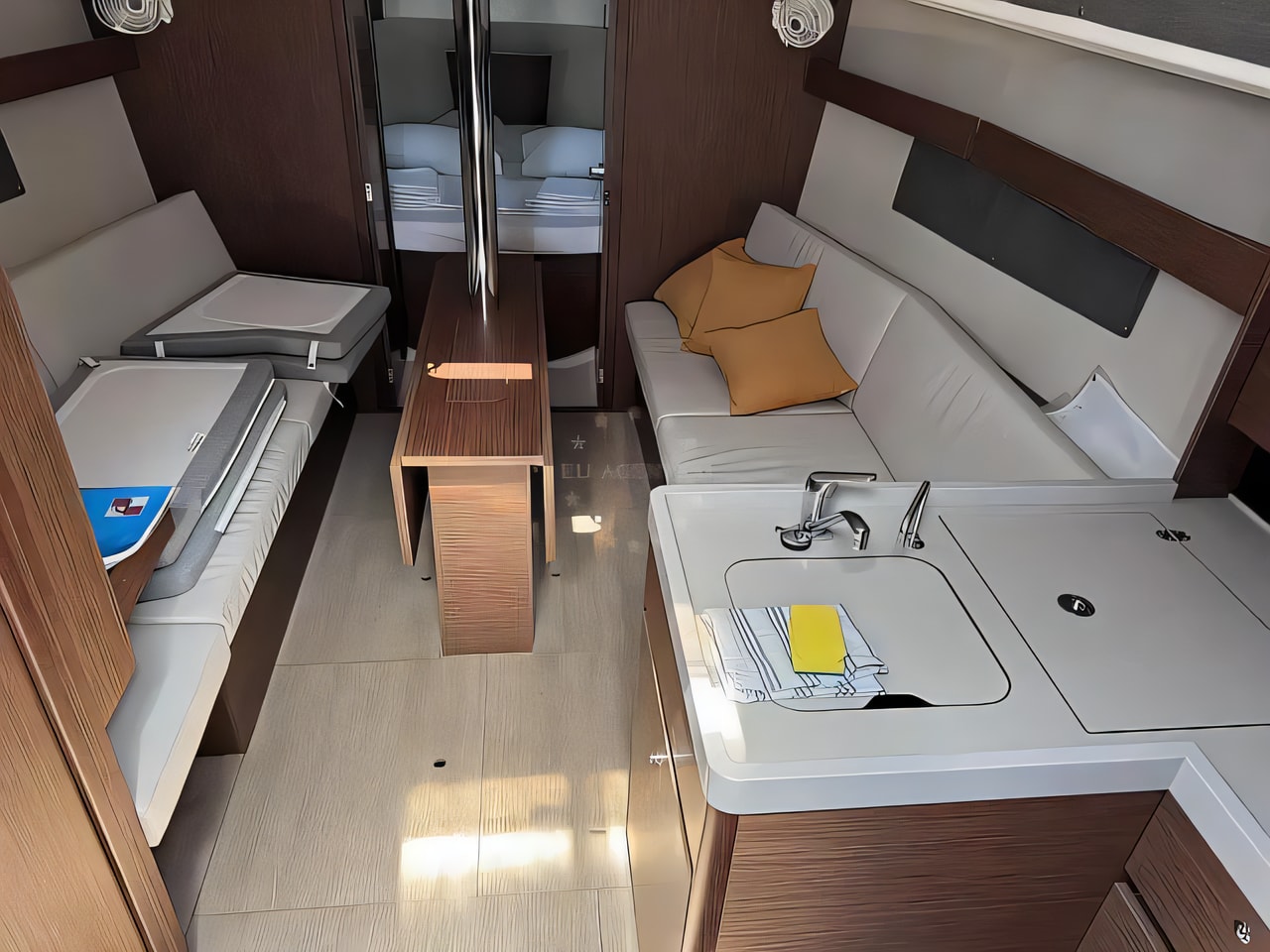 Layout of Oceanis 34.1 sail boat with 2 cabins Croatia yacht charter