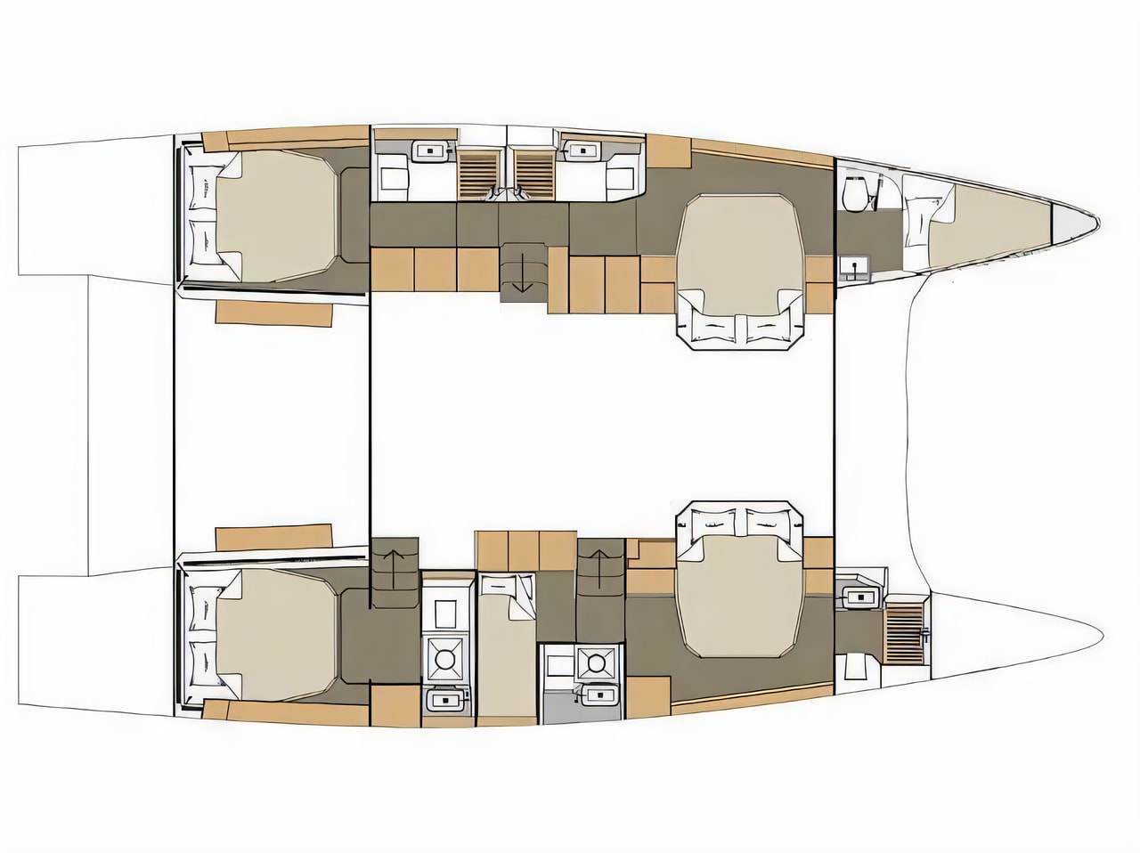 Interior of Dufour 48 Catamaran catamaran with 6 cabins Croatia yacht charter