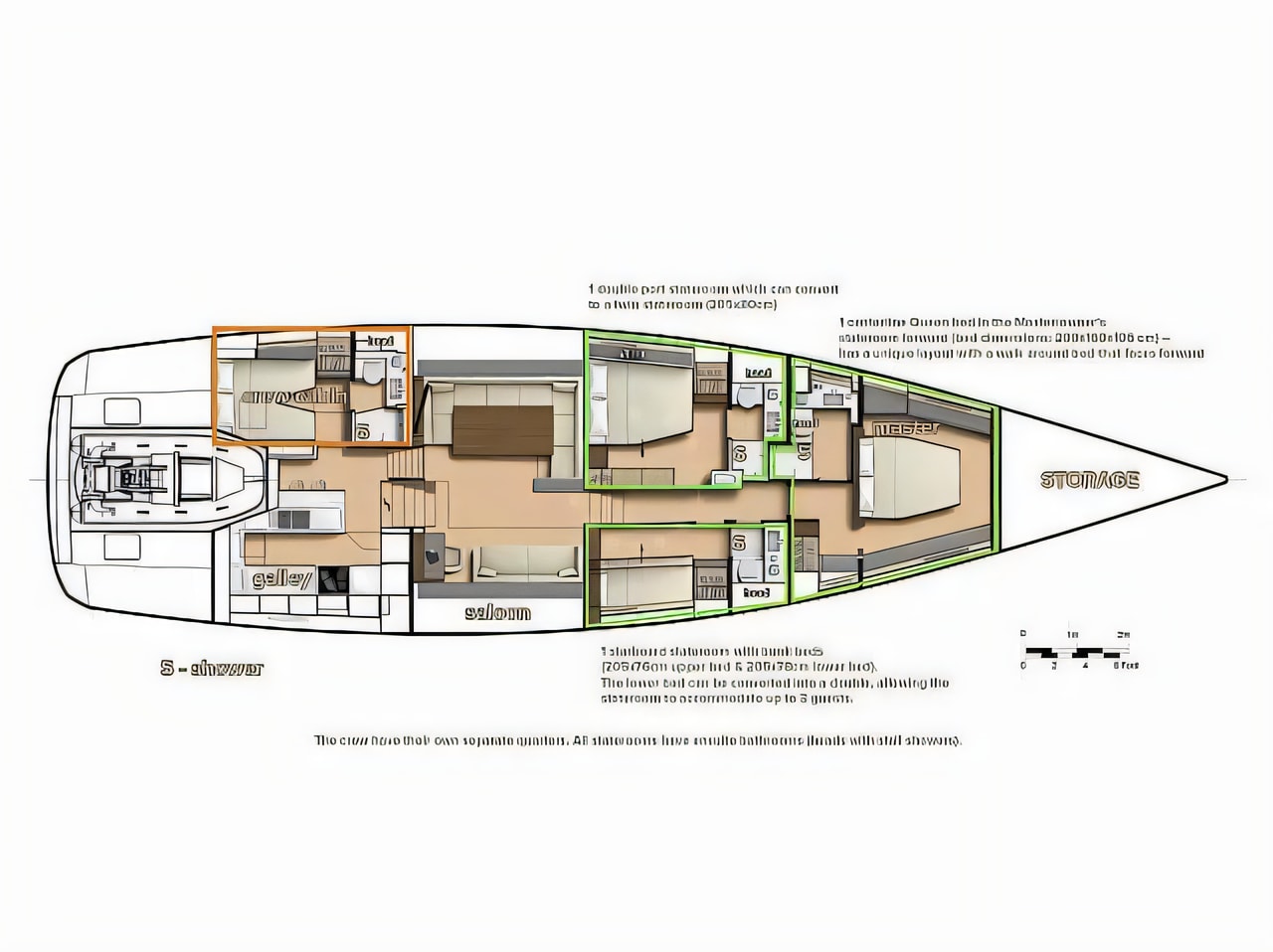 Interior of CNB 76 sail boat with 3 cabins Croatia yacht charter
