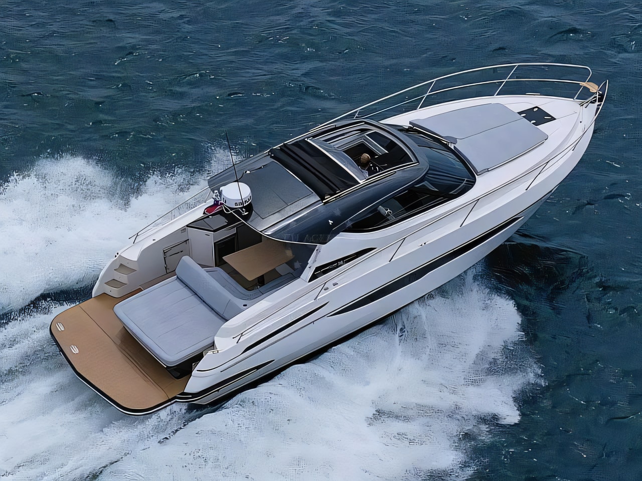 Exterior overview of Focus Power 36 motor boat for charter from Trogir ACI Marina in the Split sailing area Croatia