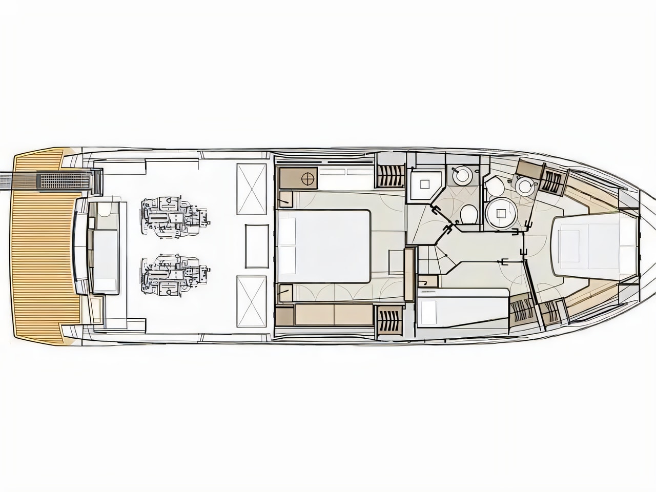 Interior of Ferretti 500 motoryacht with 4 cabins Croatia yacht charter