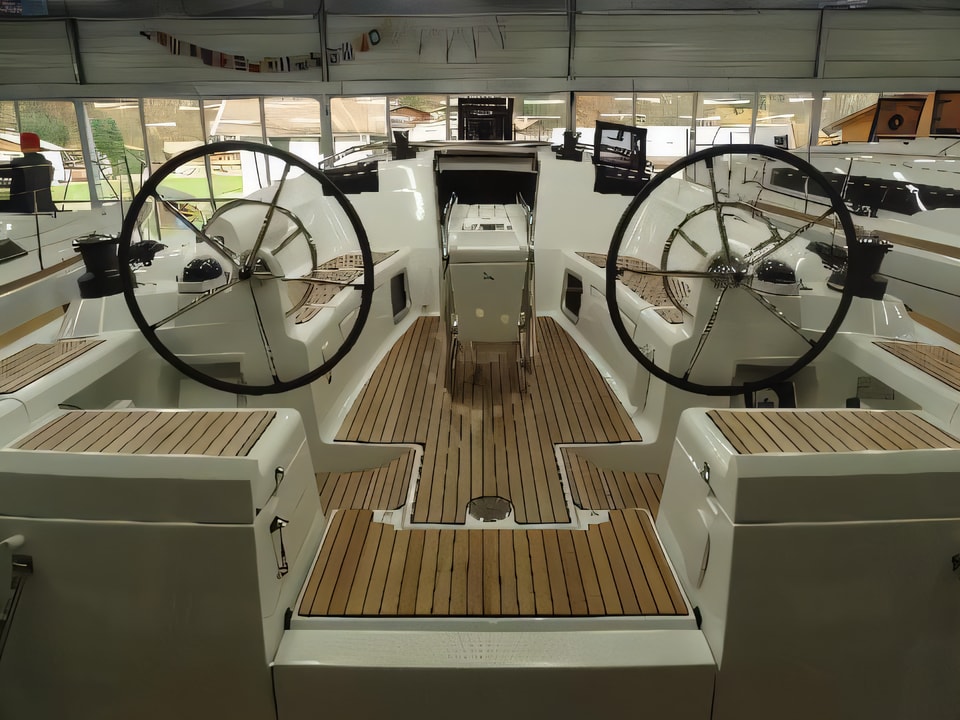 Exterior overview of Sun Odyssey 419 sail boat for charter from Kastela Gomilica Marina in the Sibenik sailing area Croatia