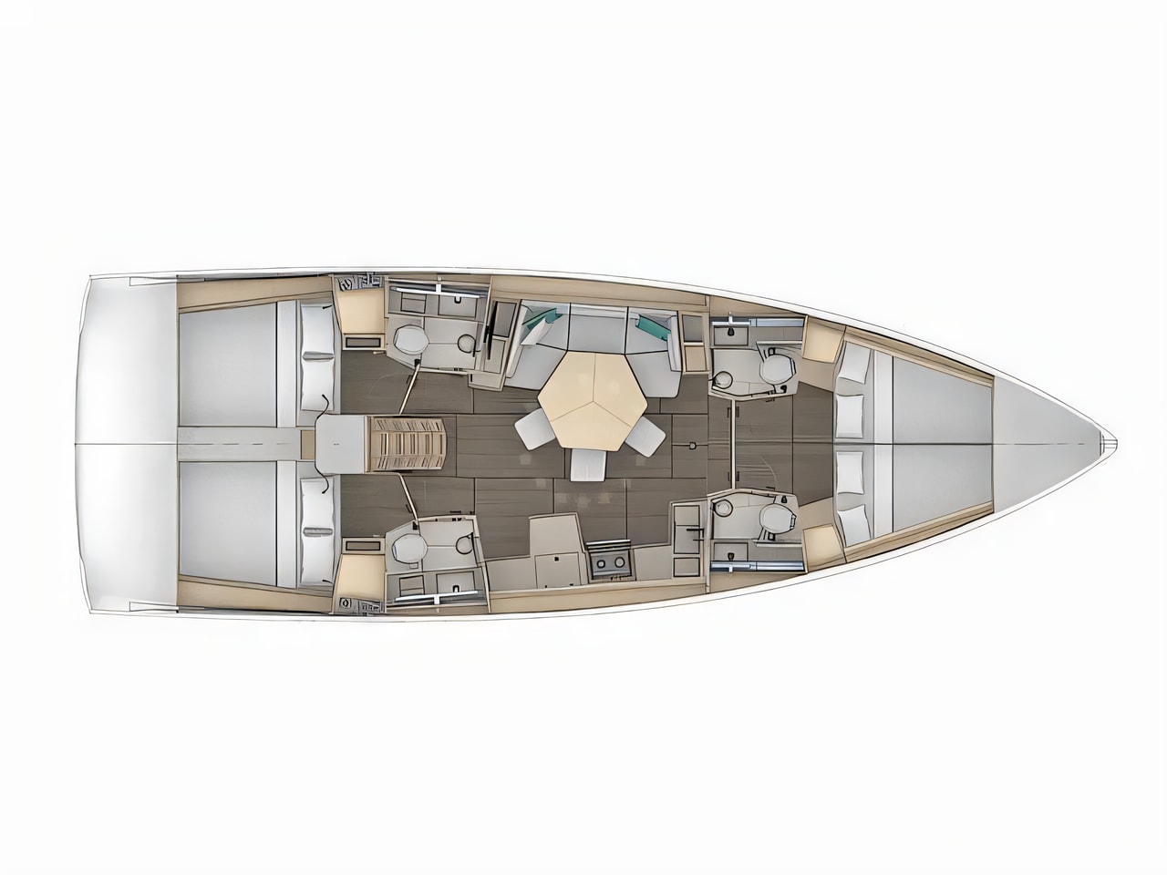 Interior of Dufour 44 sail boat with 4 cabins Croatia yacht charter