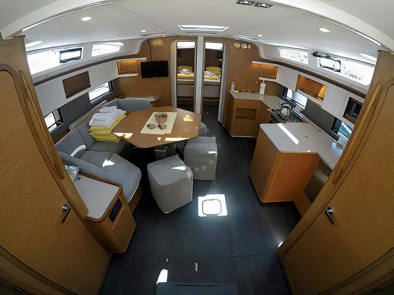 Layout of Dufour 44 sail boat with 4 cabins Croatia yacht charter