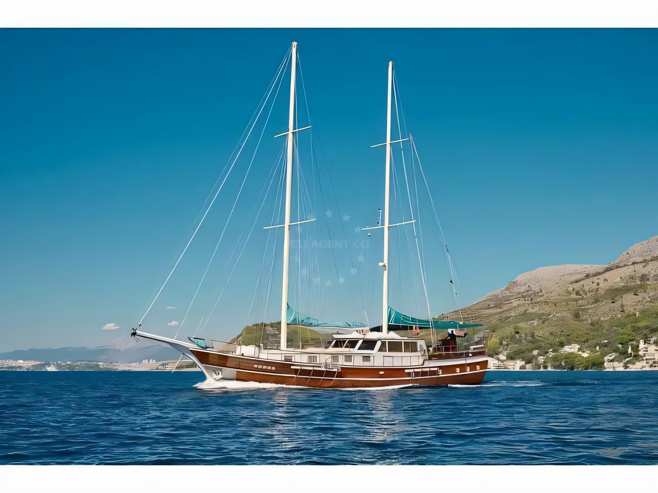 Exterior overview of Gulet Agora gulet or cruiser for charter from Dugi Rat Luka Krilo in the Split sailing area Croatia