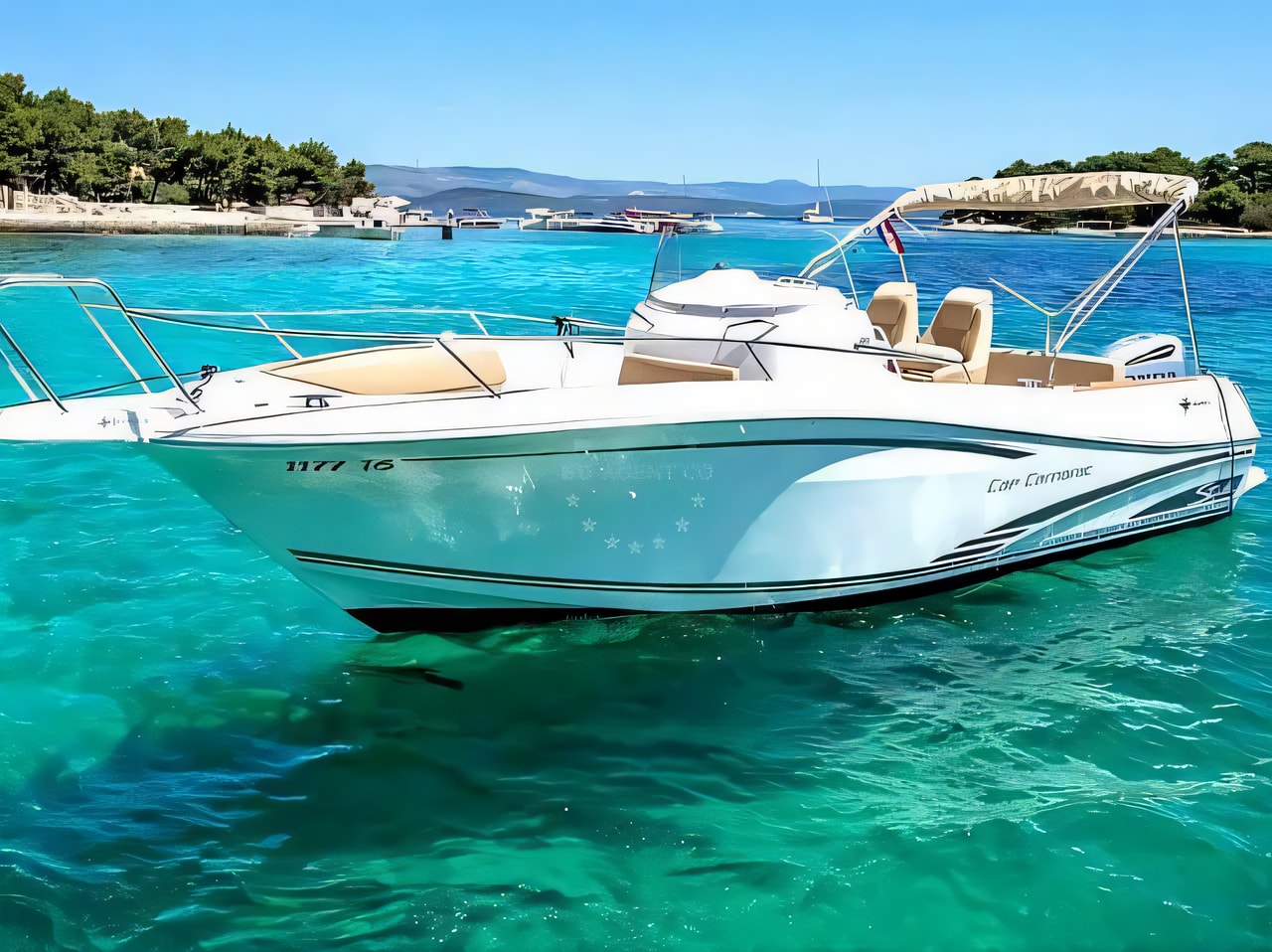 Cap Camarat 7.5 CC motor boat for charter from Trogir / Park Zudika Split sailing area Croatia