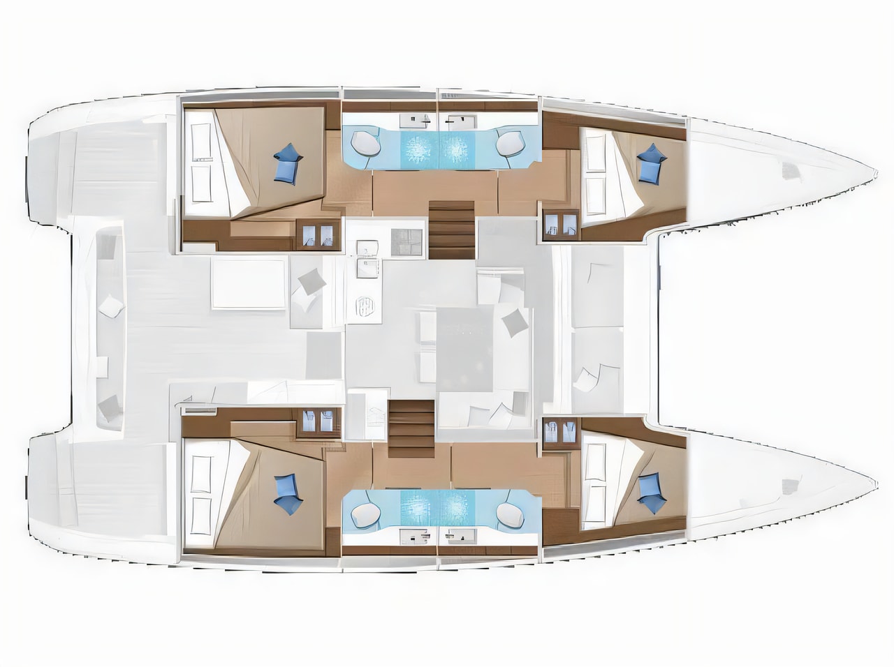 Interior of Lagoon 40 catamaran with 4 cabins Croatia yacht charter