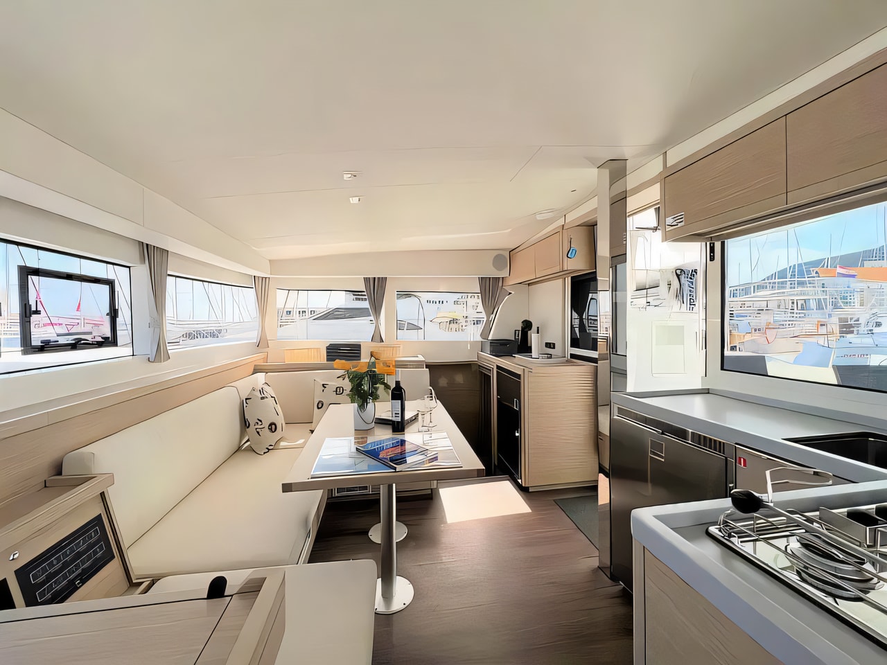 Layout of Lagoon 40 catamaran with 4 cabins Croatia yacht charter