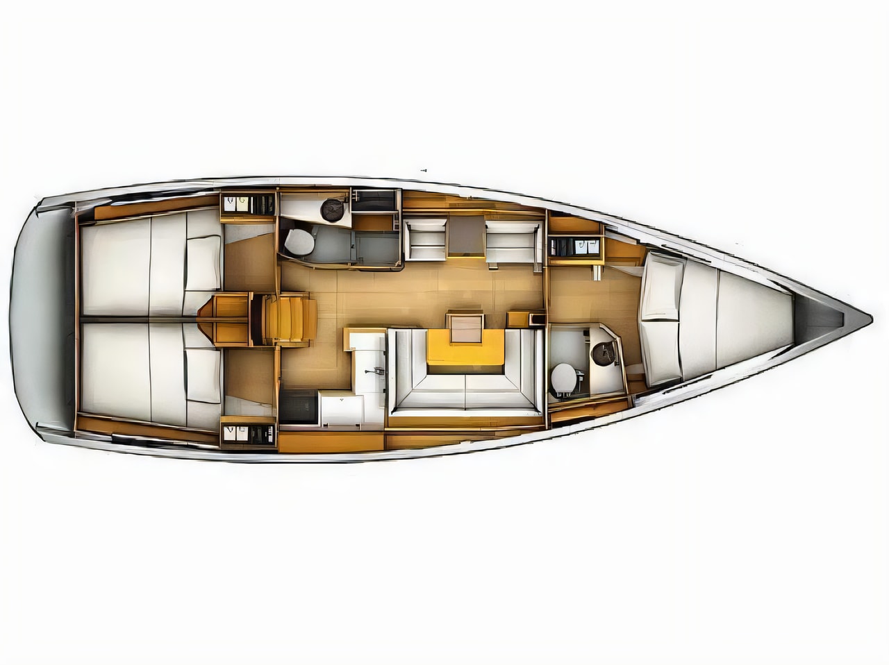 Interior of Sun Odyssey 419 sail boat with 3 cabins Croatia yacht charter