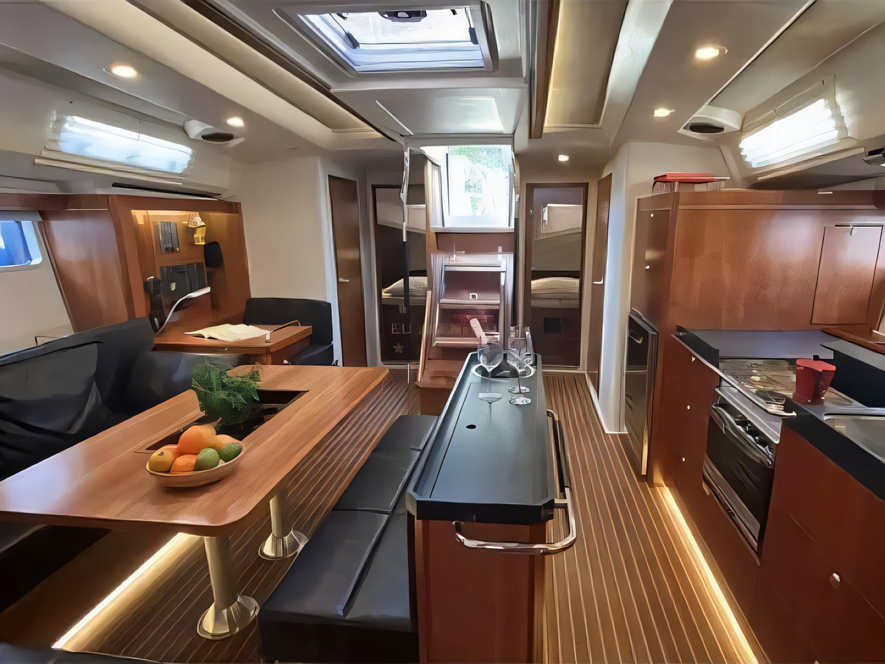 Layout of Hanse 505 sail boat with 4 cabins Croatia yacht charter