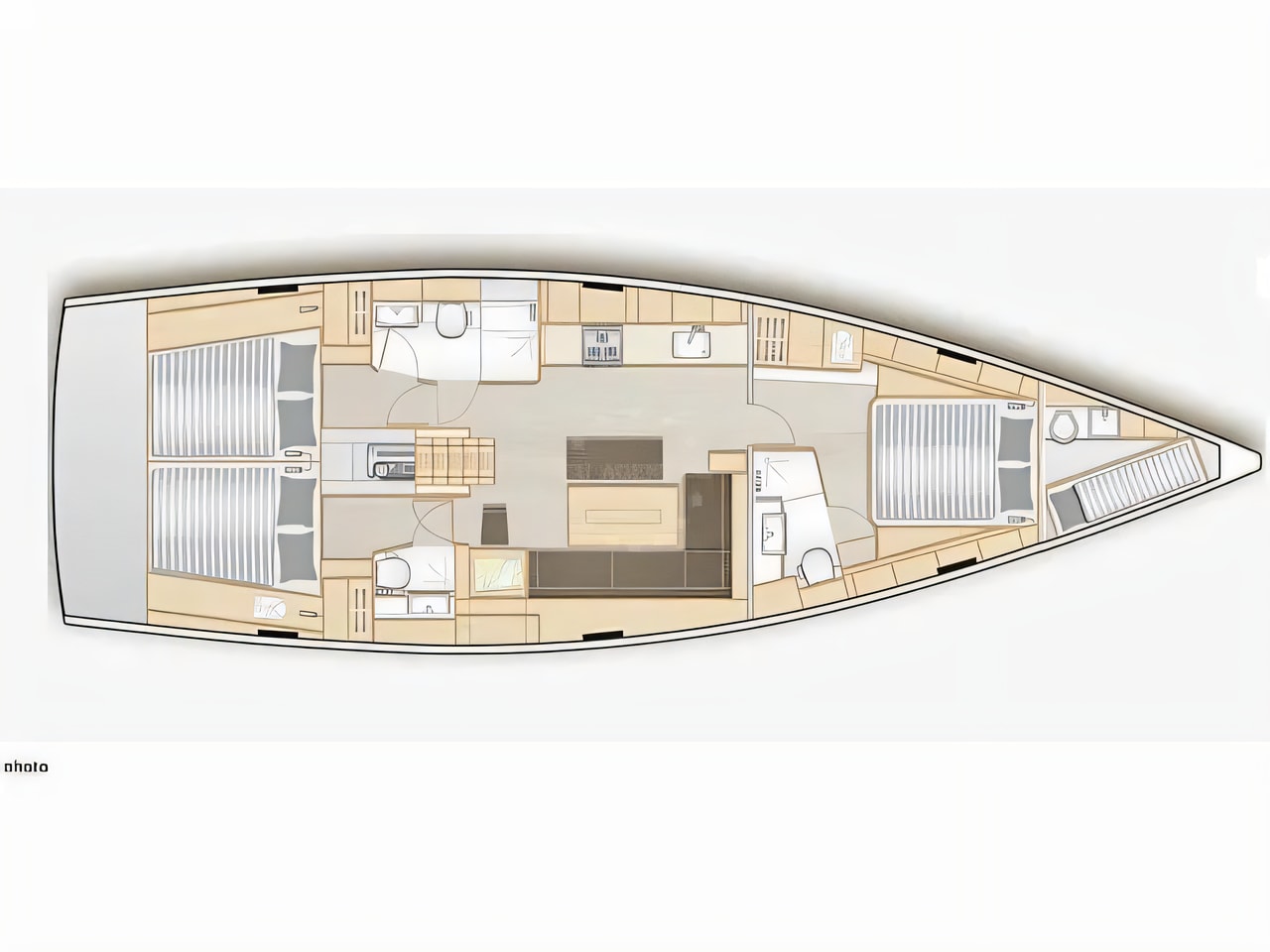 Interior of Hanse 508 sail boat with 4 cabins Croatia yacht charter