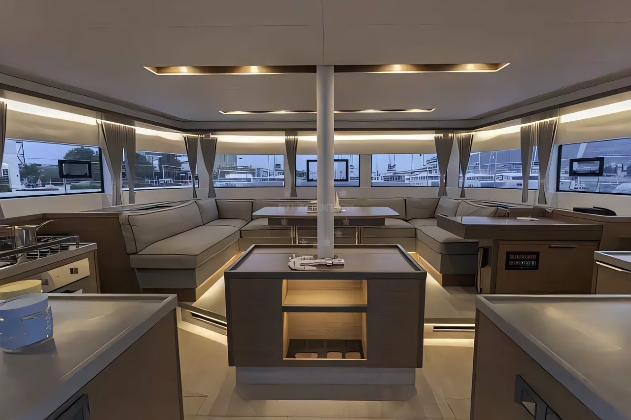 Layout of Lagoon 50F catamaran with 4 cabins Croatia yacht charter
