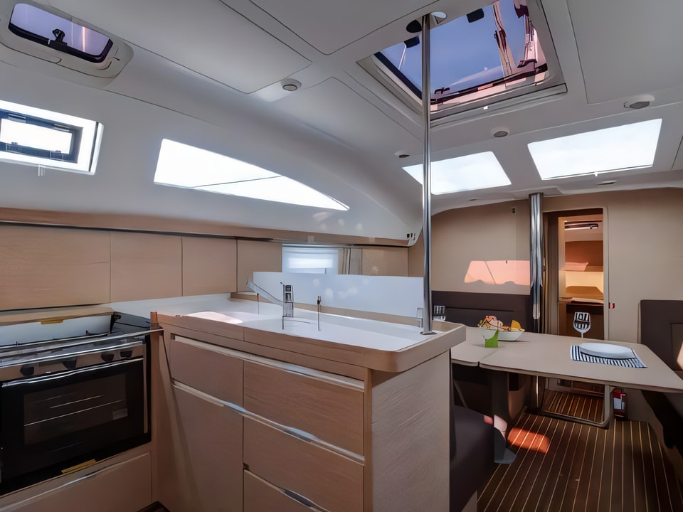 Interior of Elan 45 Impression sail boat with 4 cabins Croatia yacht charter