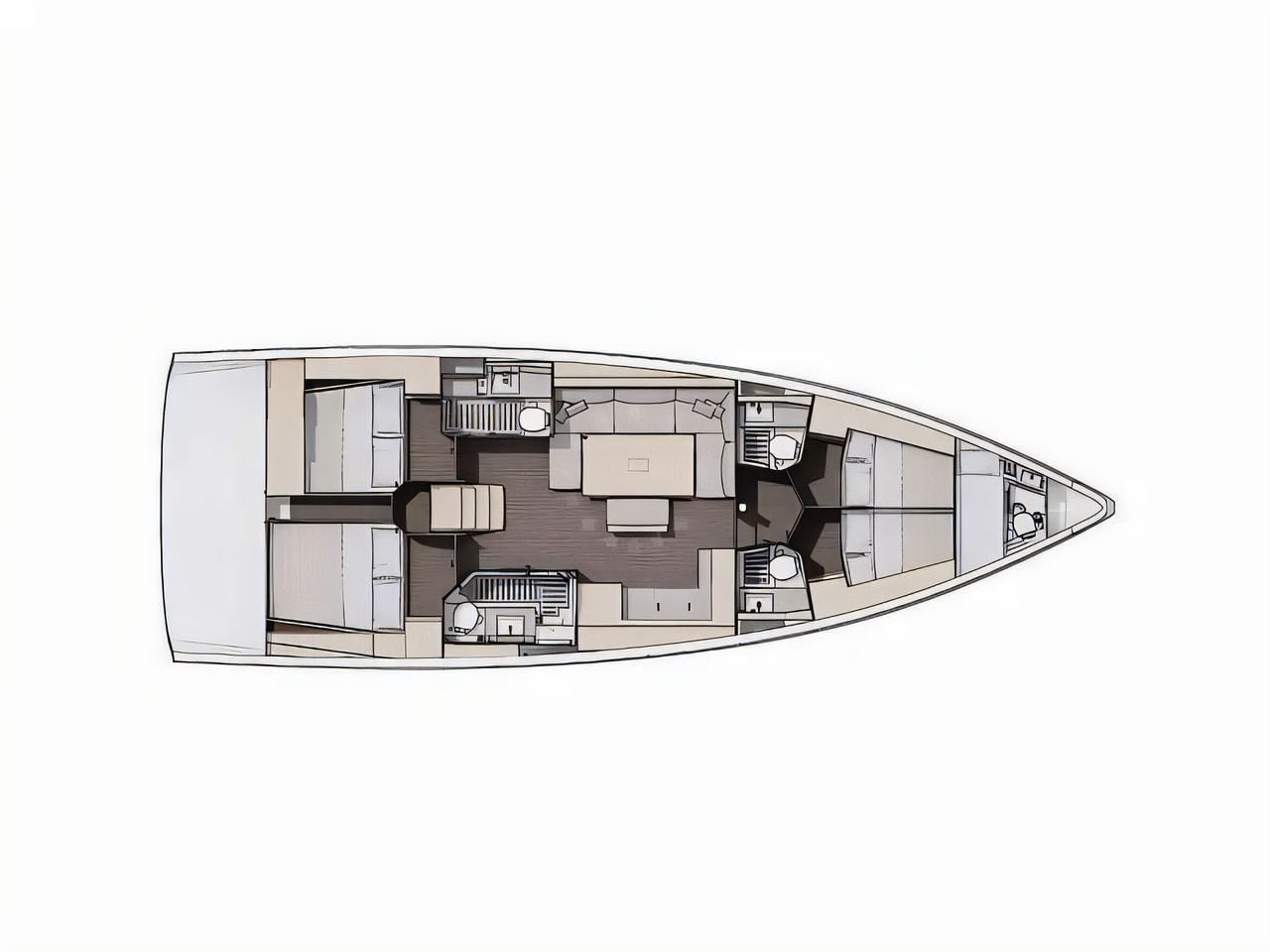 Interior of Dufour 470 sail boat with 4 cabins Croatia yacht charter