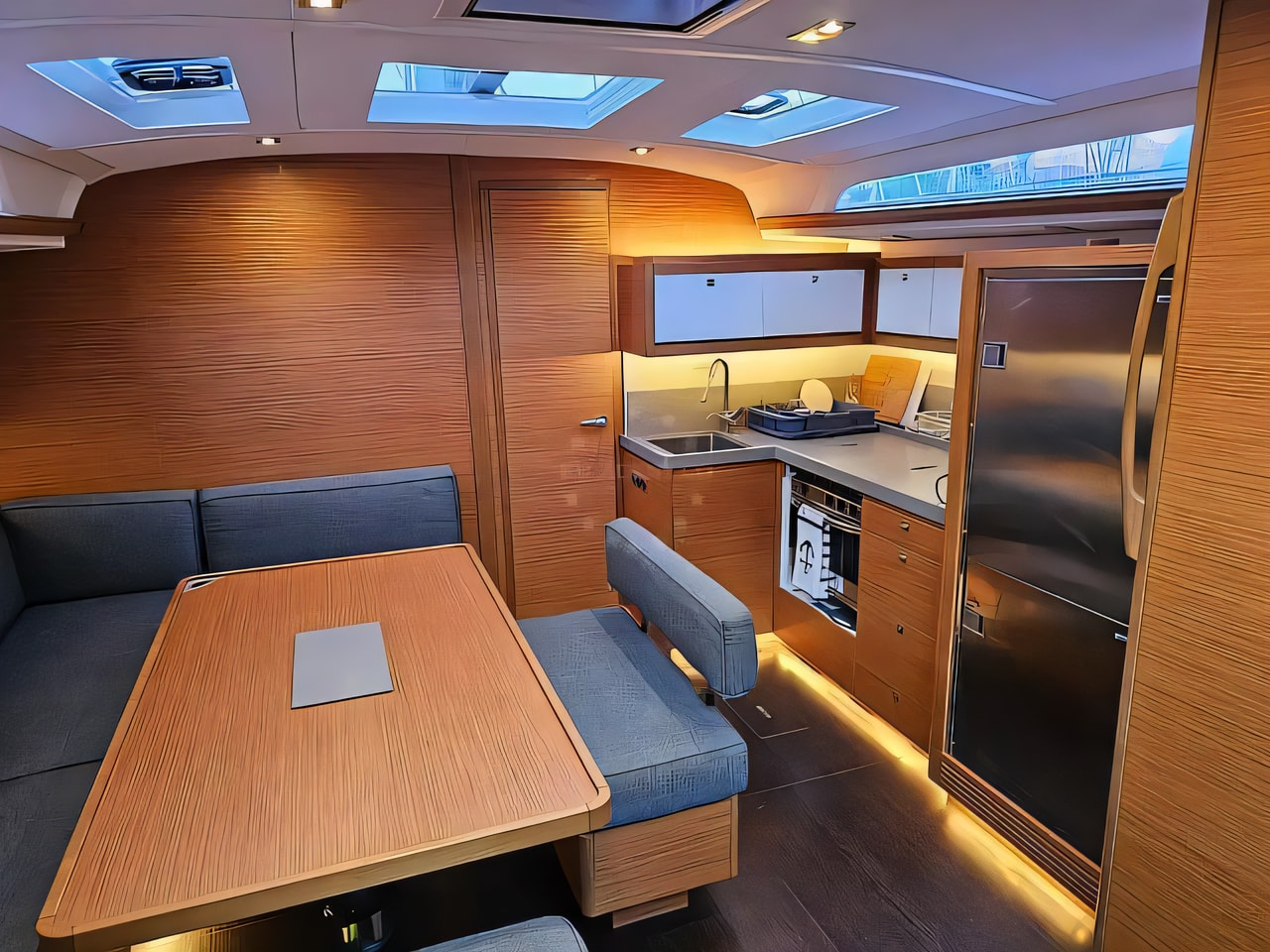 Layout of Dufour 470 sail boat with 4 cabins Croatia yacht charter