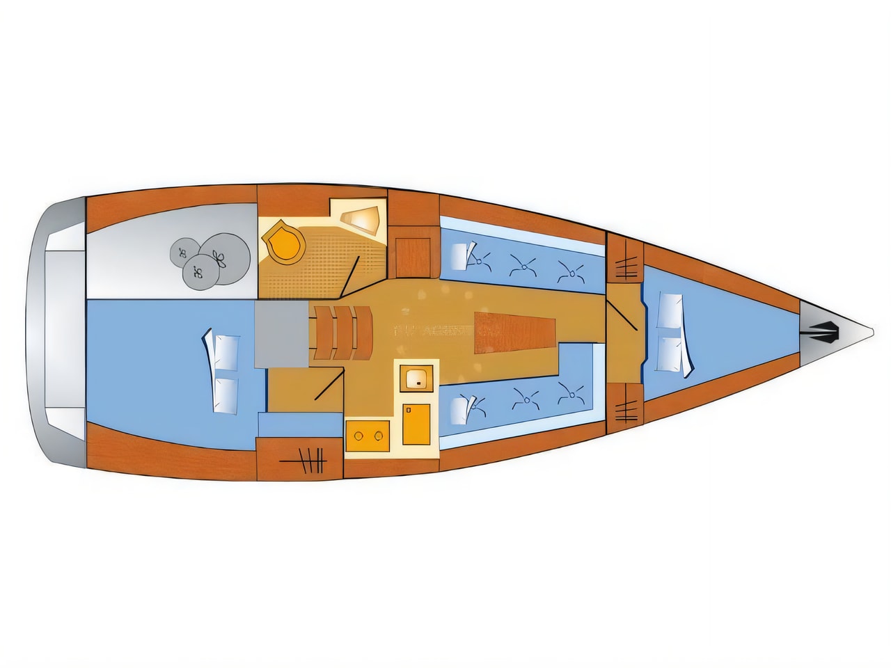 Interior of Bavaria Cruiser 34 sail boat with 2 cabins Croatia yacht charter
