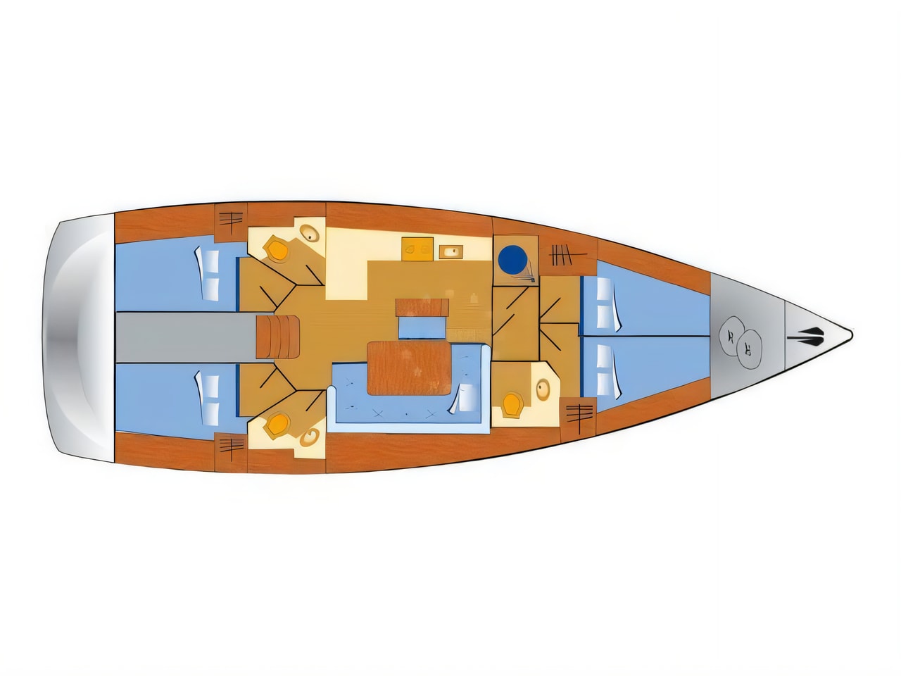 Interior of Bavaria Cruiser 46 sail boat with 4 cabins Croatia yacht charter
