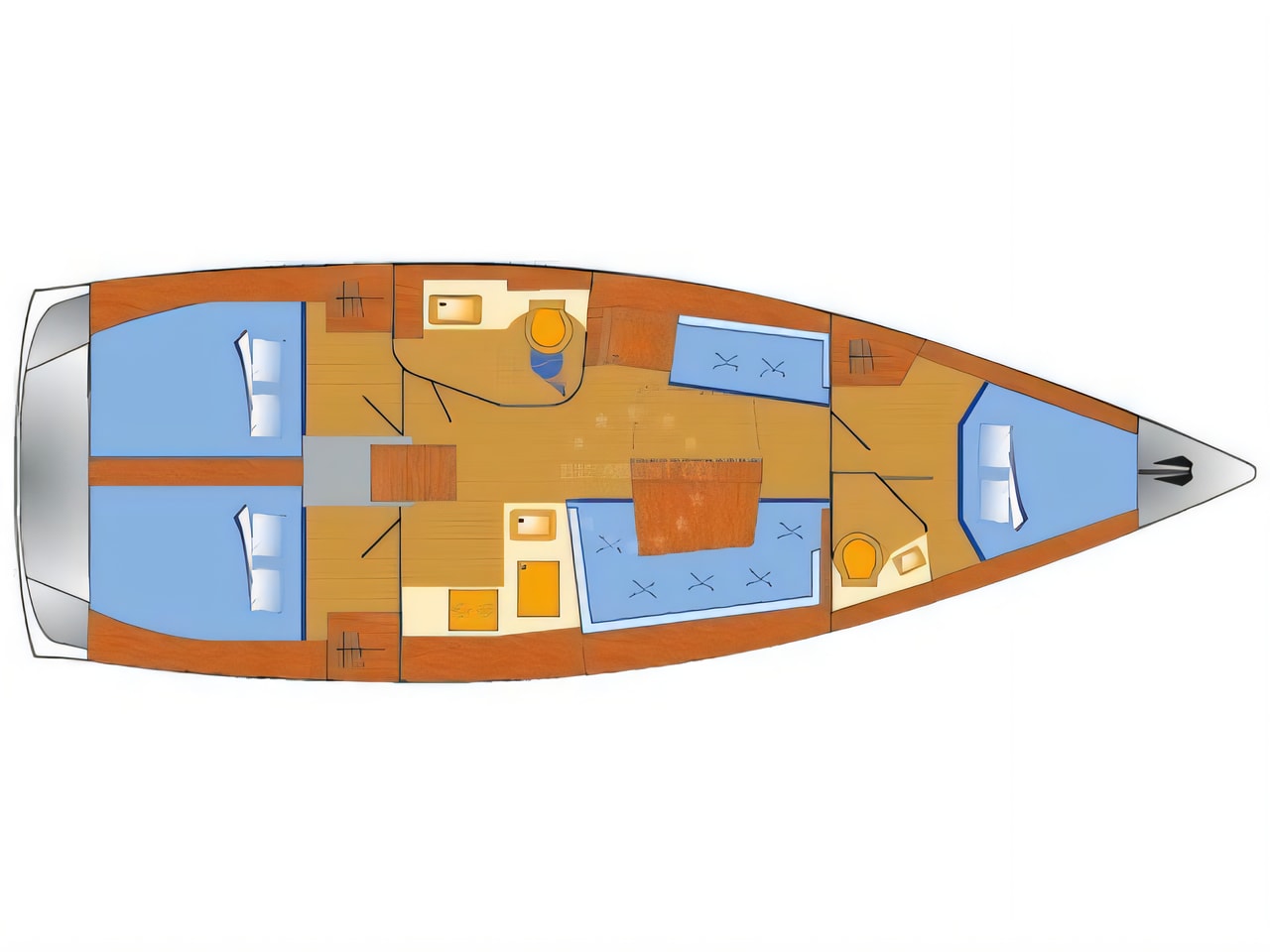 Interior of Hanse 418 sail boat with 3 cabins Croatia yacht charter