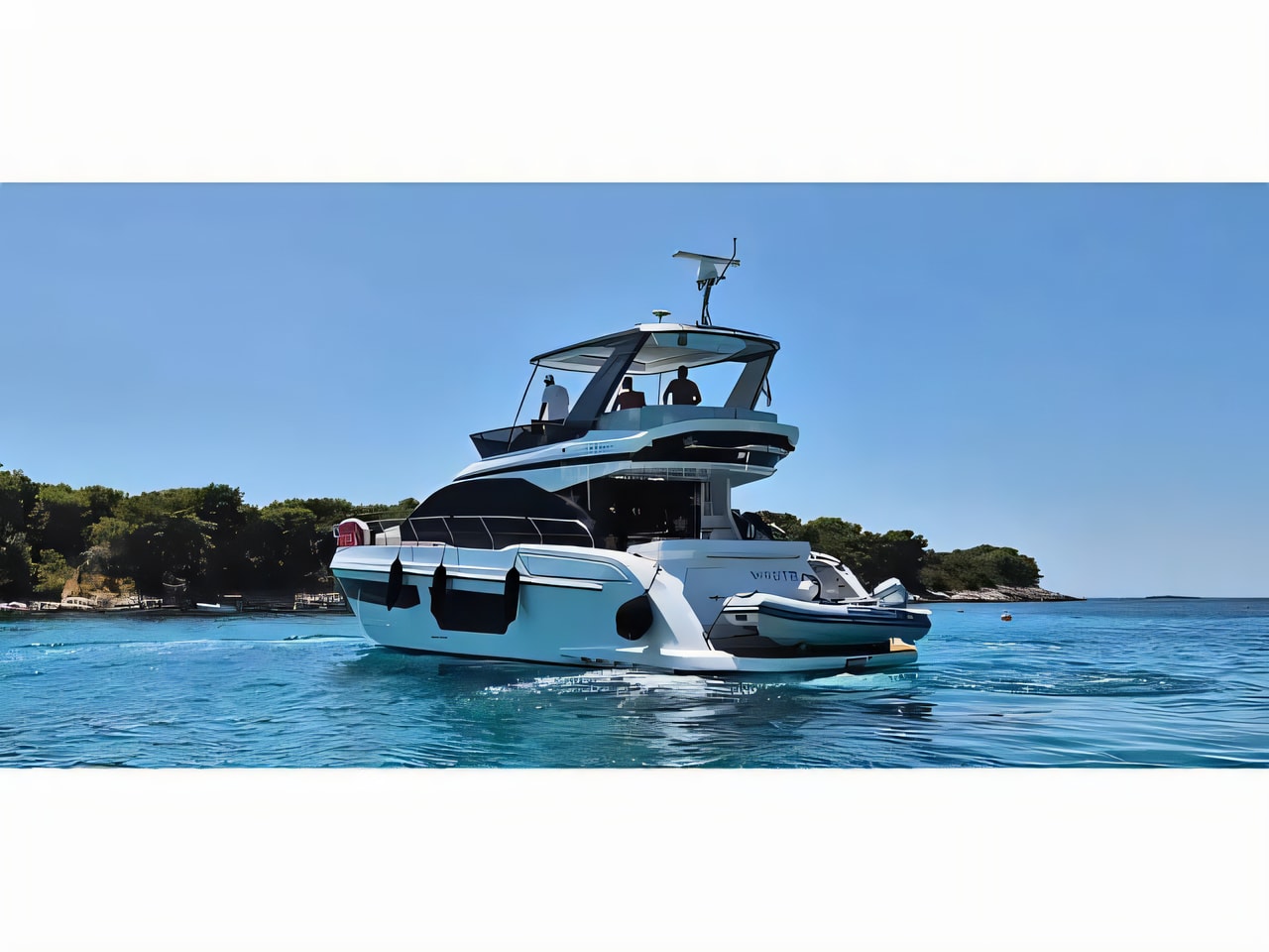 Exterior overview of Azimut 53 Fly motoryacht for charter from Split ACI Marina in the Split sailing area Croatia