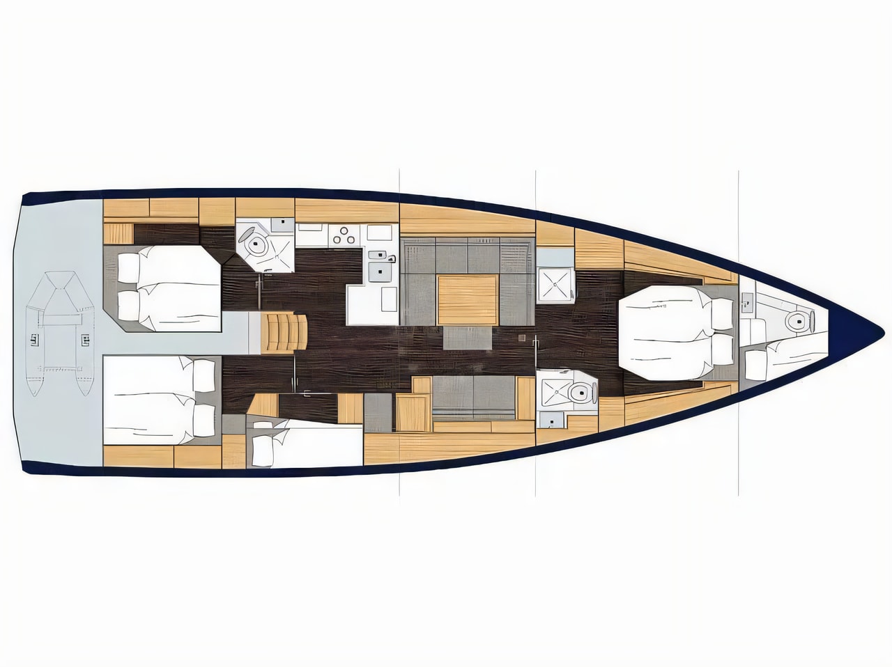 Interior of Bavaria C50 Style sail boat with 5 cabins Croatia yacht charter