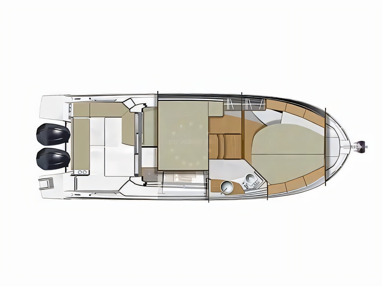 Interior of Antares 9 OB motor boat with 2 cabins Croatia yacht charter